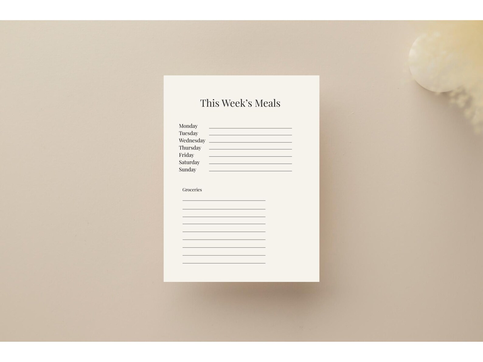 Weekly Meal Planner Printable, Grocery List Template, Minimalist Meal ...