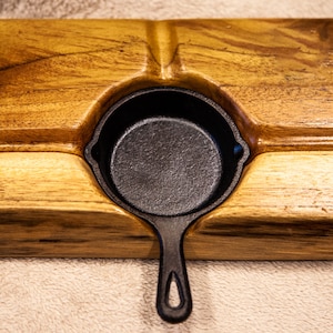 Live Edge Cigar Ashtray with Small Lodge Cast Iron Pan