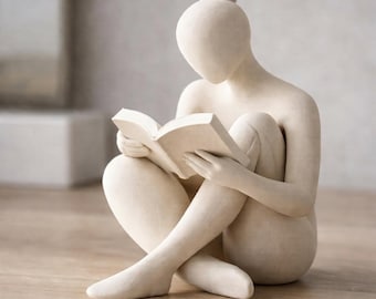 Abstract Reading Sculpture STL File | Modern Minimalist Book Figure 3D Print Model | Literary Home Decor Statue STL