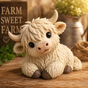 Chonky Highland Cow STL File | Cute Highland Cow 3D Print Model | Farm Animal Figurine STL Download