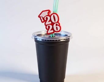 Graduation Straw Topper 2026 STL File | Grad Cap Straw Decor 3D Print Model | Class of 2026 Party Drink Topper STL