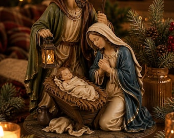 Holy Family Nativity Statue STL File | Christian Jesus Family 3D Print Model | Religious Figurine Sculpture STL