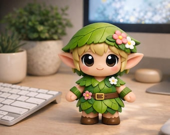 Cute Forest Elf STL File | Kawaii Elf Toy 3D Print Model | Fantasy Elf Miniature STL | Cute Collectible Figurine