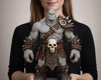 Orc Warrior STL File | Savage Fantasy Orc 3D Print Model | Barbaric Orc Fighter STL | Dark Fantasy Miniature