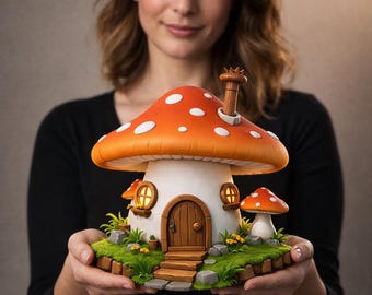 Fairy Mushroom House STL | Enchanted Fairy Cottage 3D Print Model | Fantasy Mushroom Fairy House STL | Magical Garden Miniature