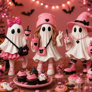 Cute Kawaii Ghost Trio 3D Print