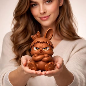 Grumpy Chocolate Easter Bunny STL File | Angry Bunny 3D Print Model | Cute Funny Easter Bunny STL | Chocolate Bunny Figurine