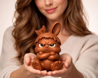 Grumpy Chocolate Easter Bunny STL File | Angry Bunny 3D Print Model | Cute Funny Easter Bunny STL | Chocolate Bunny Figurine
