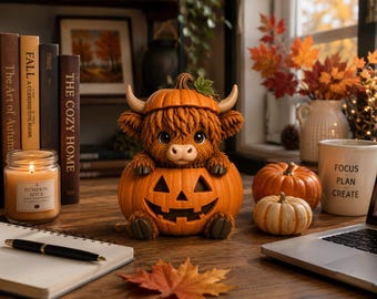Highland Cow Pumpkin STL | Halloween Cow 3D Print | Pumpkin Cow | Spooky Cow Figurine | Fall Cow Decor | Halloween Gift | Instant Download