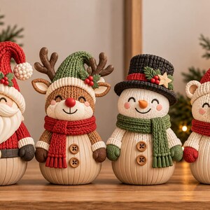 Christmas Character STL Bundle, 4 Festive 3D Print Files, Santa Reindeer Snowman Bear, Holiday Figurine Collection