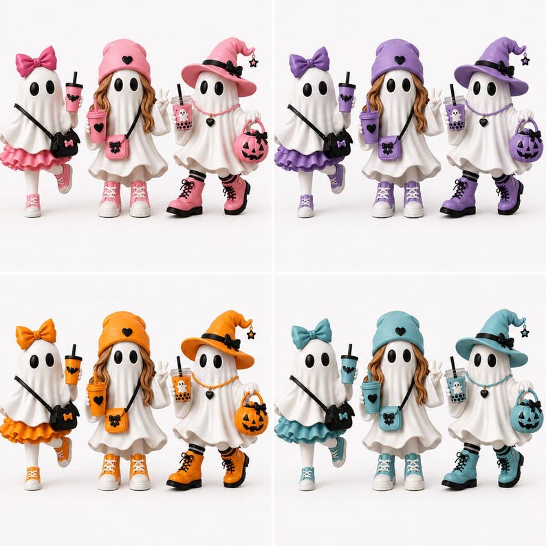 Pink Ghost Figurine Set