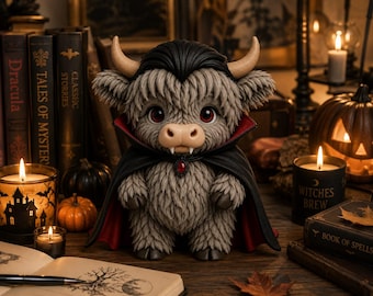 Highland Cow Vampire STL | Dracula Cow 3D Print | Vampire Cow STL | Halloween Cow Figurine | Spooky Cow | Gothic Cow Gift | Instant Download