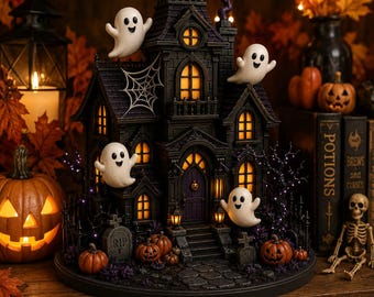 Halloween Ghost House STL | Haunted Dollhouse 3D Print Model | Spooky Miniature House STL | Halloween Village Decor | Digital Download