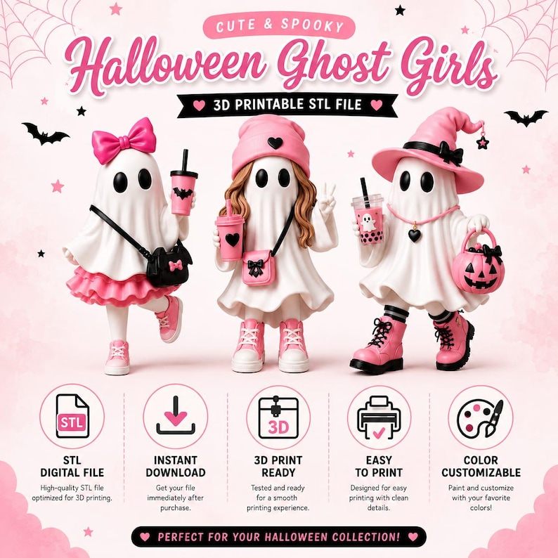 Kawaii Pink Ghost Decor