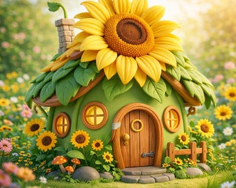 Sunflower Fairy House STL File | Fantasy Flower Cottage 3D Print Model | Garden Fairy Home STL | Magical Miniature Decor