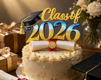 Graduation Cake Topper STL File | Class of 2026 Cake Topper 3D Print Model | Graduation Cap Topper STL | Party Decor Printable
