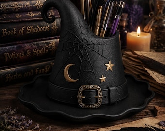 Witch Hat Organizer STL File | Halloween Desk Organizer 3D Print | Gothic Pen Holder STL | Witch Desk Decor Download