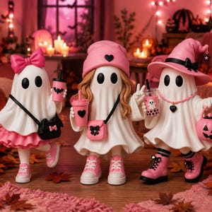 Pink Halloween Ghost Girls STL