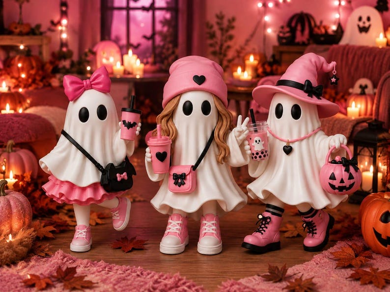 Pink Halloween Ghost Girls STL