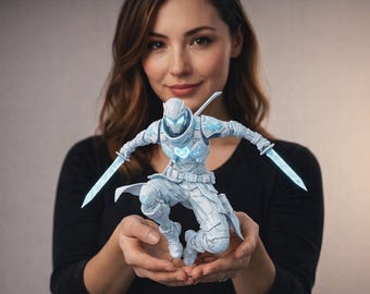 Cyberpunk Ninja STL File | Futuristic Ninja Jump 3D Print Model | Sci Fi Warrior STL | Action Pose Ninja Miniature Figure