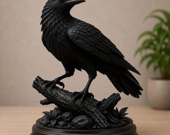 Realistic Raven STL File | Crow 3D Model | Gothic Bird Sculpture | Dark Fantasy Decor | Raven Sculpture 3D Print | Digital Download