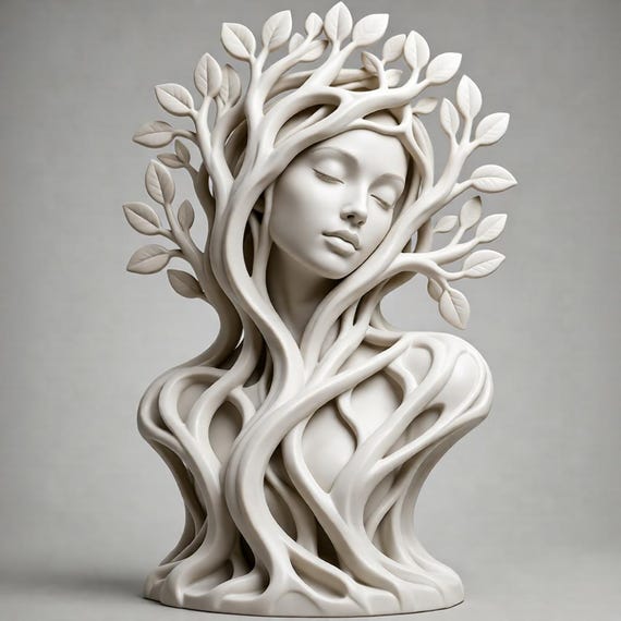 Tree Spirit Bust STL File | Forest Guardian Sculpture 3D Print Model | Fantasy Tree Creature Bust STL | Nature Art Decor