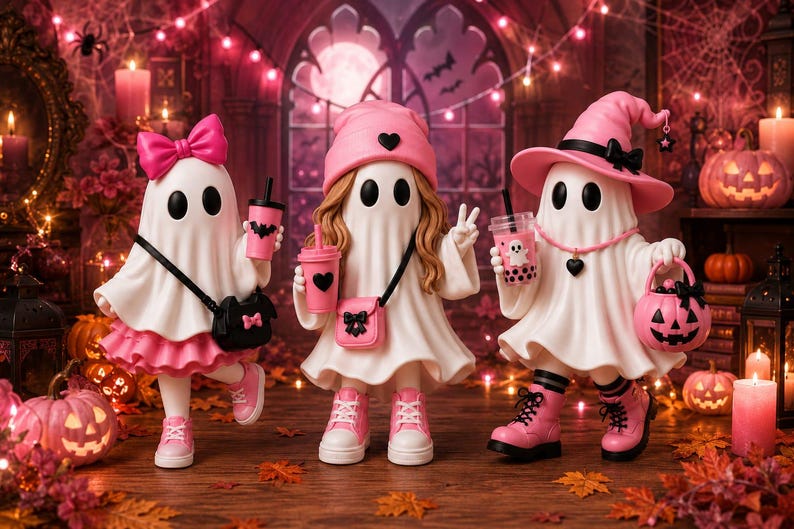 Pink Ghost Halloween Decor