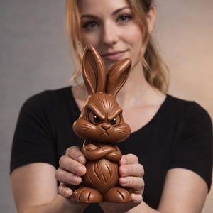 Grumpy Chocolate Easter Bunny STL | Angry Bunny 3D Print Model | Cute Grumpy Bunny Figurine STL | Funny Easter Decor Printable