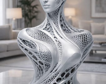 Futuristic Female Bust STL File | Parametric Mesh Sculpture 3D Print Model | Modern Abstract Art Decor STL | Sci Fi Bust