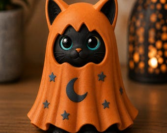 Cute Ghost Cat STL File | Halloween Cat Ghost 3D Print | Spooky Kitty Figurine STL | Resin Miniature Decor | Instant Download