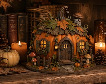 Pumpkin House STL File | Halloween Pumpkin House 3D Print | Jack O Lantern Cottage STL | Spooky Village Decor Download Model STL