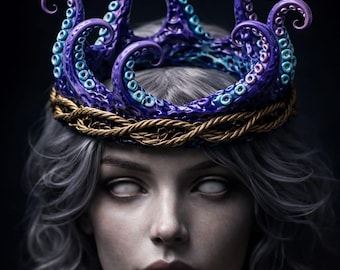 Octopus Tentacle Crown STL File | Sea Creature Headpiece 3D Print Model | Fantasy Ocean Crown STL | Cosplay Headwear