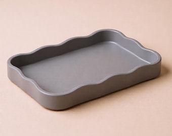 Wave Edge Tray STL File | Modern Home Decor Organizer 3D Print Model | Minimal Desk Catchall Tray STL Printable