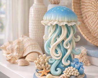 Jellyfish Sculpture STL File | Ocean Jellyfish 3D Print Model | Sea Life Art Decor STL | Abstract Marine Figurine