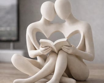 Couple Reading Sculpture STL File | Romantic Book Lovers Statue 3D Print Model | Literary Couple Decor STL | Gift