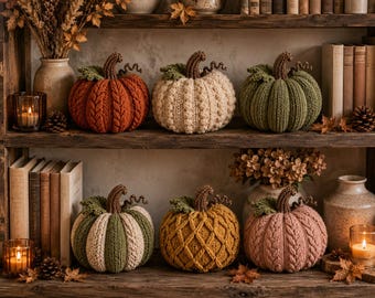Chunky Knit Pumpkin STL Set of 6 | Knitted Pumpkin 3D Print Bundle | Fall Autumn Decor | Cozy Pumpkin Collection | Digital Download
