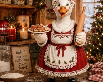 Mrs Claus Goose STL | Christmas Porch Goose 3D Print | Holiday Goose Figurine | Mrs Claus Christmas Decor | Digital Download