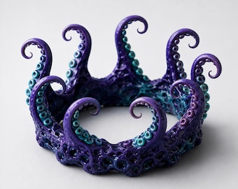 Octopus Tentacle Crown STL File | Sea Creature Headpiece 3D Print Model | Fantasy Ocean Crown STL | Cosplay Headwear