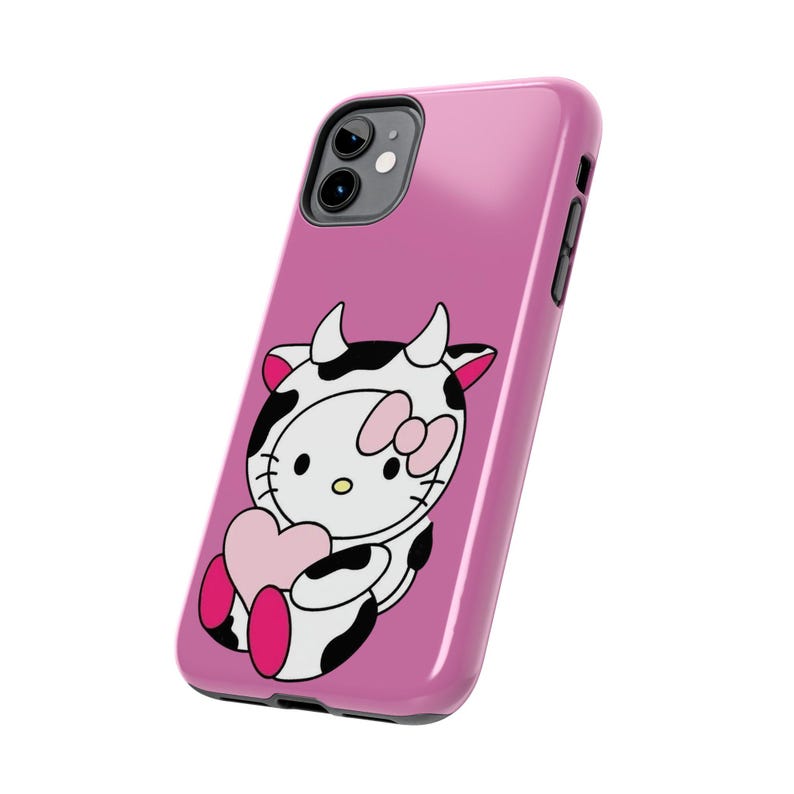Hello Kitty Kuh süße robuste Handyhülle rosa Herz Schutzhülle Bild 3