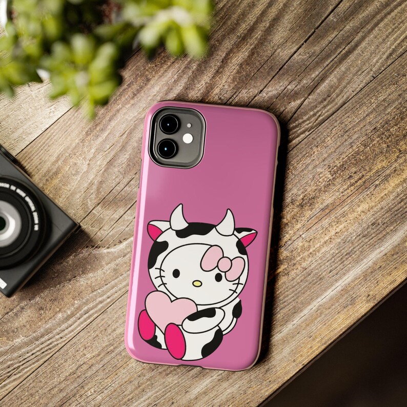 Hello Kitty Kuh süße robuste Handyhülle rosa Herz Schutzhülle Bild 6
