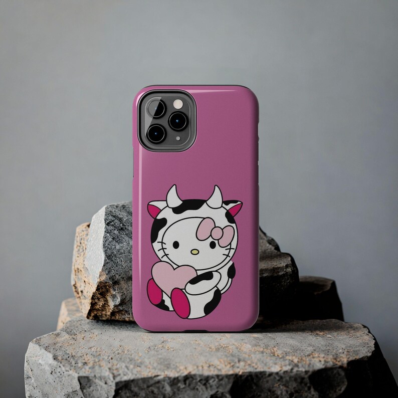 Hello Kitty Kuh süße robuste Handyhülle rosa Herz Schutzhülle Bild 11