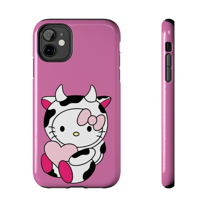 Hello Kitty Kuh süße robuste Handyhülle rosa Herz Schutzhülle Bild 1