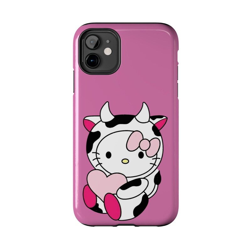 Hello Kitty Kuh süße robuste Handyhülle rosa Herz Schutzhülle Bild 2