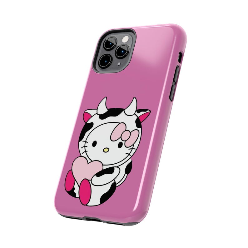 Hello Kitty Kuh süße robuste Handyhülle rosa Herz Schutzhülle Bild 9