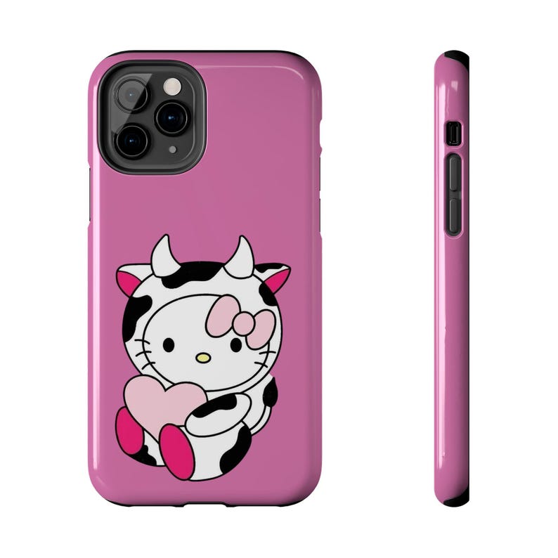 Hello Kitty Kuh süße robuste Handyhülle rosa Herz Schutzhülle Bild 7