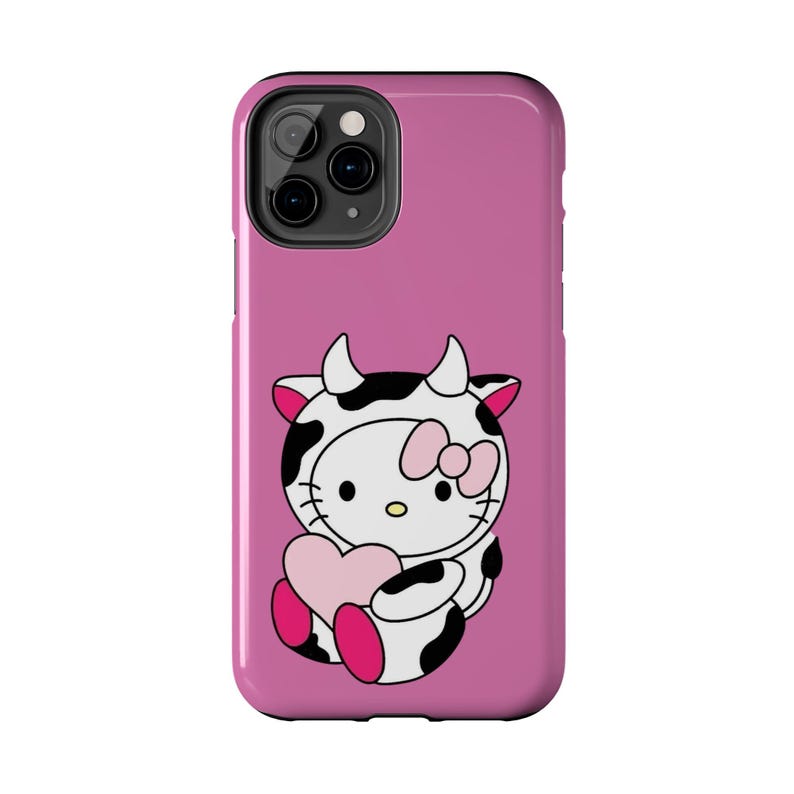 Hello Kitty Kuh süße robuste Handyhülle rosa Herz Schutzhülle Bild 8