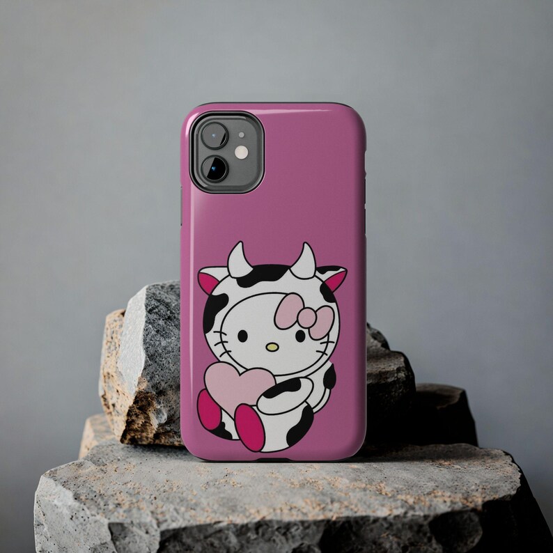 Hello Kitty Kuh süße robuste Handyhülle rosa Herz Schutzhülle Bild 5