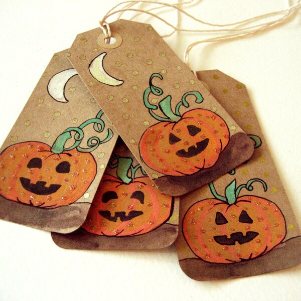 Halloween Tags - Hand Painted Jack-O-Lanterns