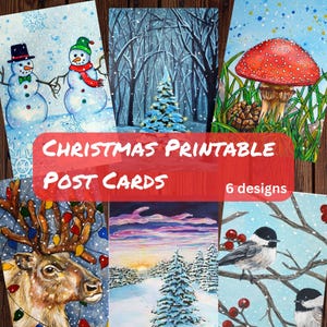 Kerst (1) Winterpostkaart Afdrukbare digitale download