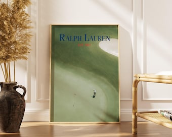 Golf Platz Wand Kunst Druck, Putting Green Luftposter, Preppy Sport Dekoration für Büro, Männerhöhle, Clubhaus, Mode Wandkunst
